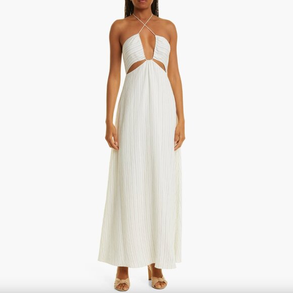 Rebecca Taylor Rumpled Stripe Halter Dress Size US 0 - Picture 6 of 8